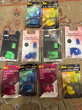 L.A. COLORS Artificial Nail Tips & False Nails - Blue, Green, Yellow, Pink.
